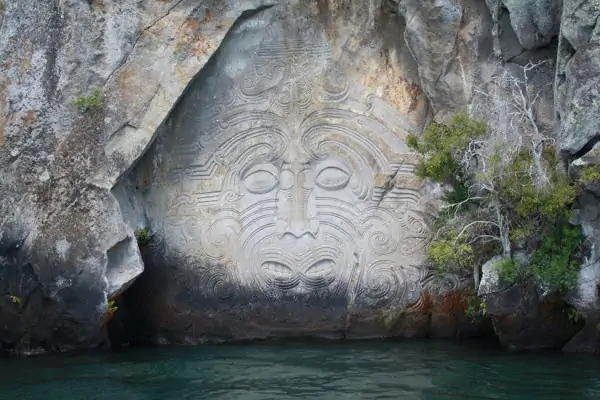 A culturally significant Maori rock carving attraction in Lake Taupo accessible by most boating activities