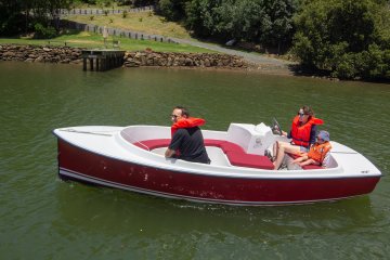 Silent electric boat hire on the Kerikeri River, Bay of Islands