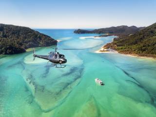 Abel Tasman helicopter Flight with landing at Awaroa Beach Nelson New Zealand