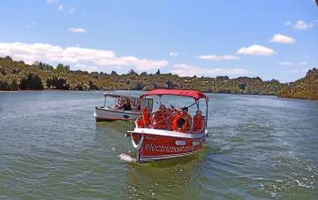 Silent electric boat hire on the Kerikeri River, Bay of Islands
