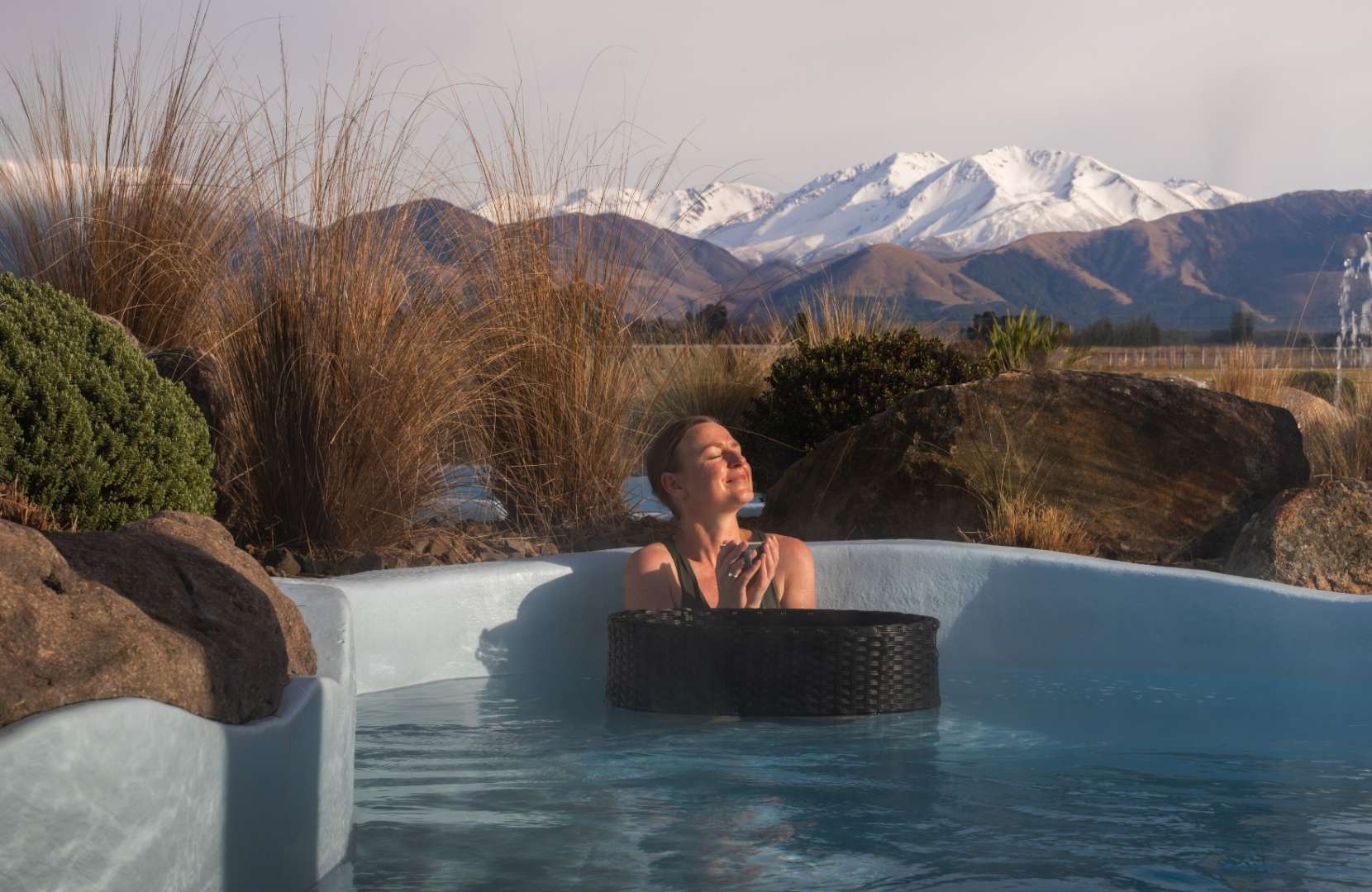 Ōpuke Thermal Pools & Spa floating basket in Tranquiity Pools