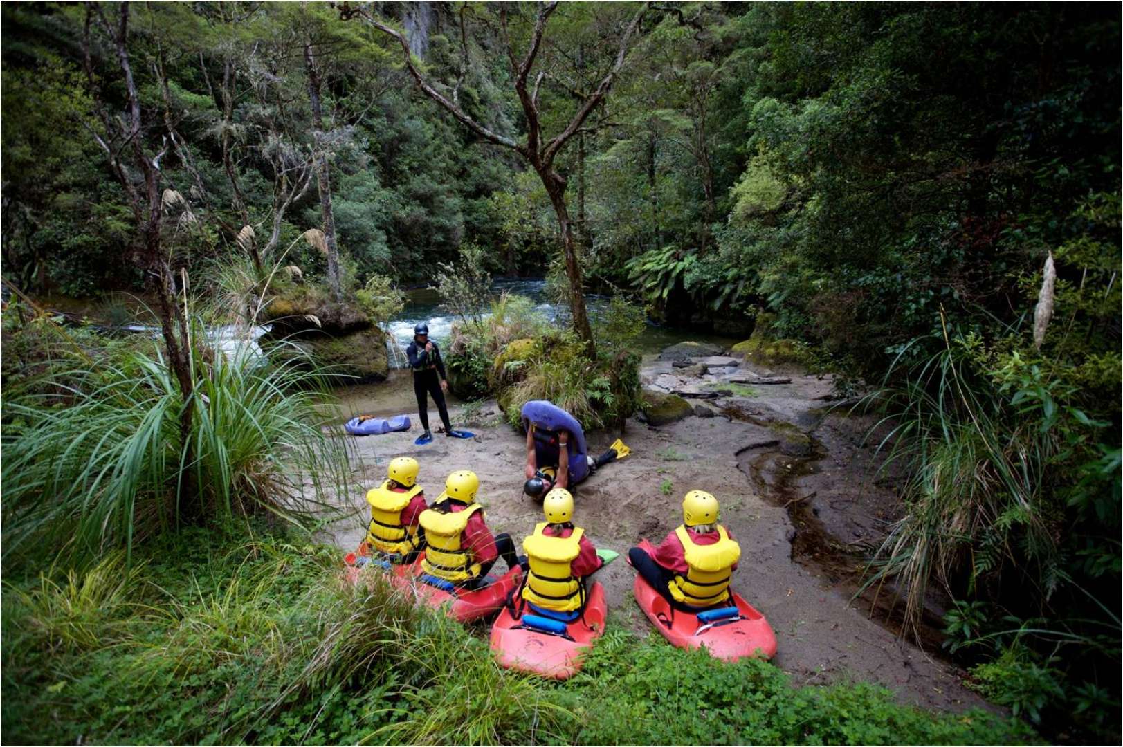 Beautiful Native Scenery, Play Holes and Awesome Rapids with Rotorua River Sledging