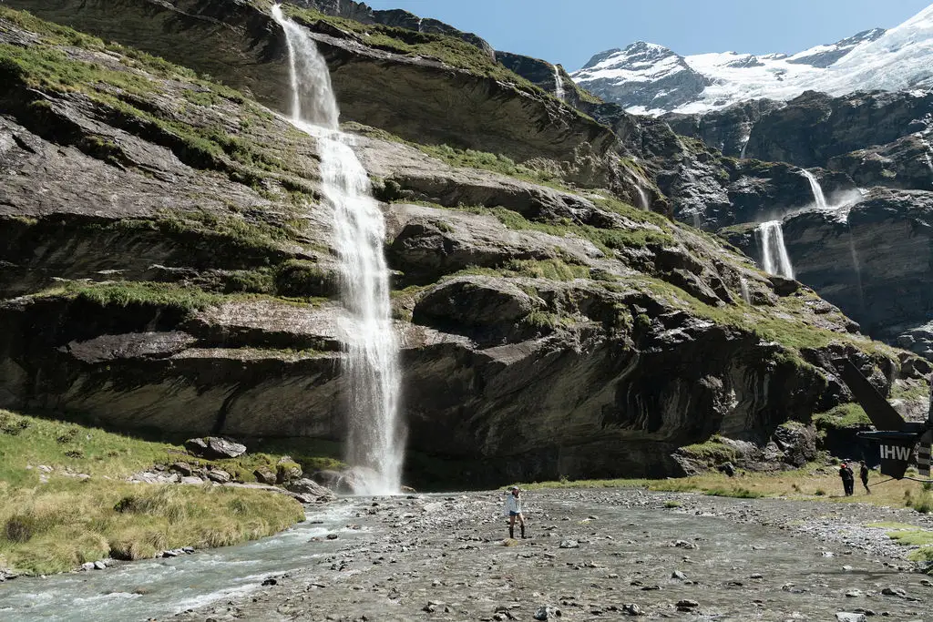 Beautiful waterfall in the Earnslaw Burn valley.