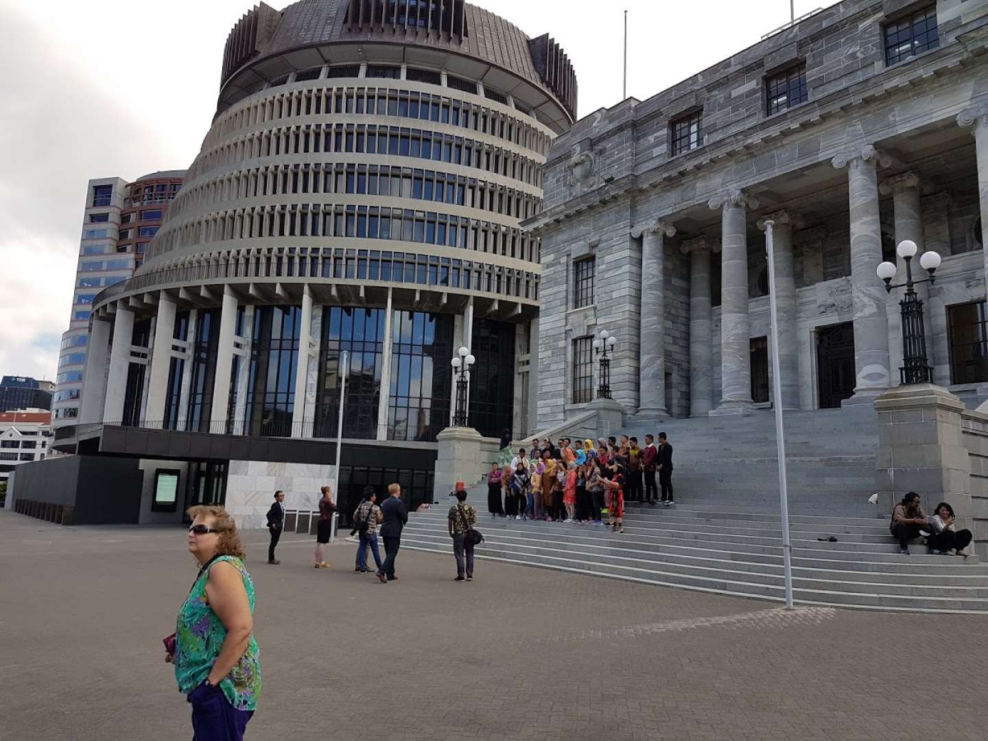 Beehive and Parliament Buildings in Wellington