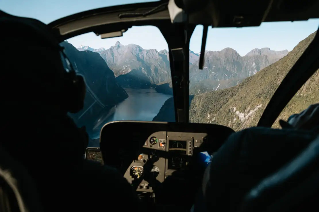 Birds eye view of Milford Sound