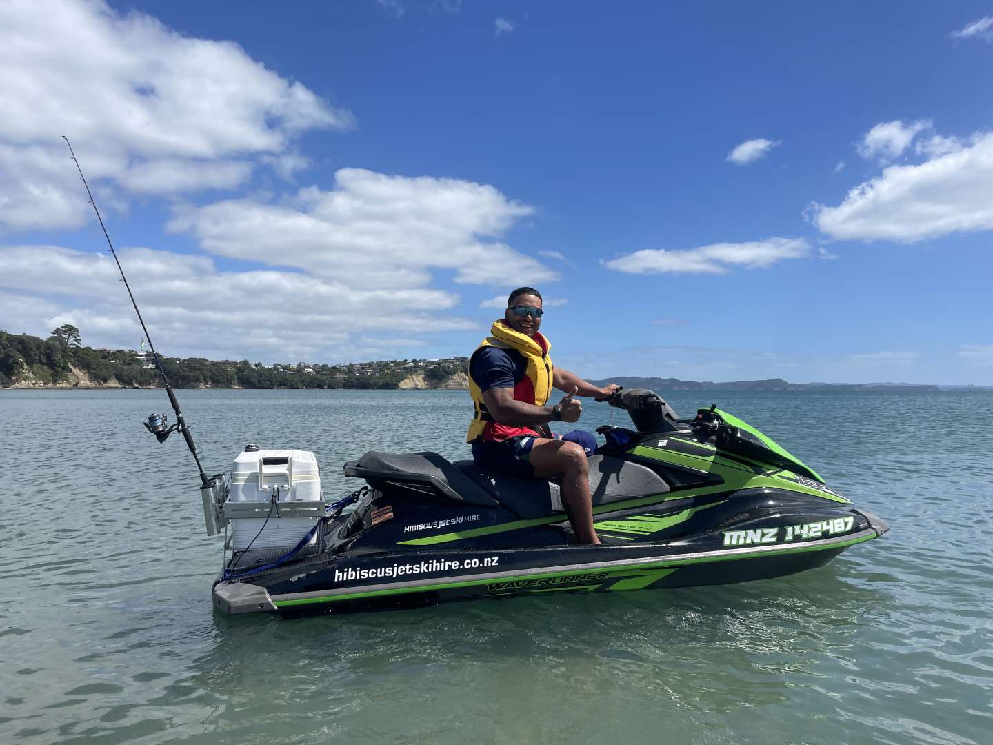 Birthday boy going jetski fishing