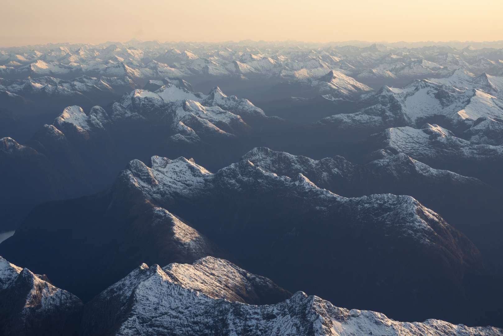 Extensive mountain range in Fiordland National Park