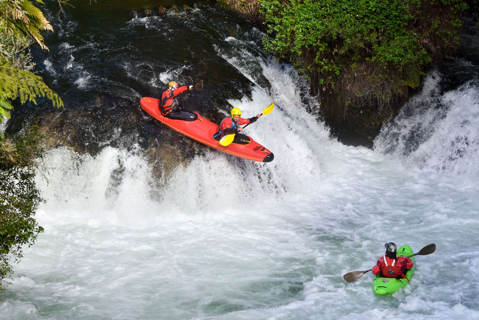 Falling off the first waterfall on the Kaituna River