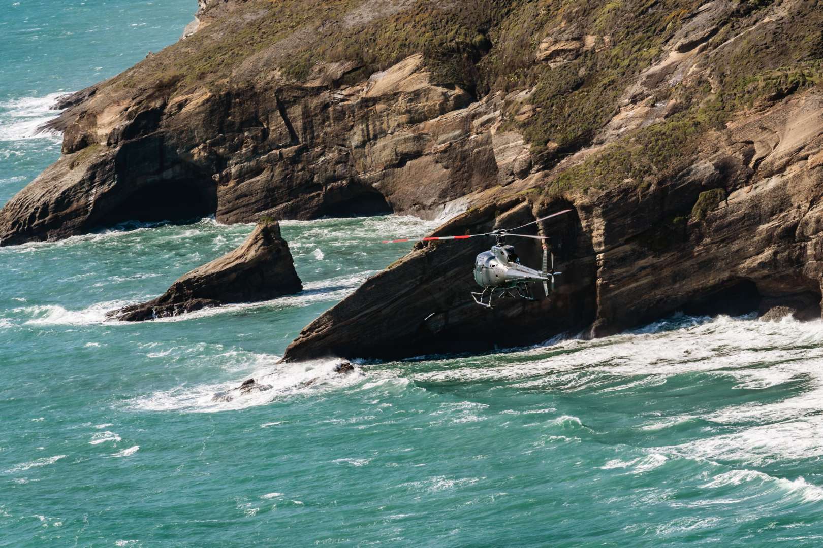 Helicopter Flight over Rugged New Zealand Coastline around Nelson, New Zeaand