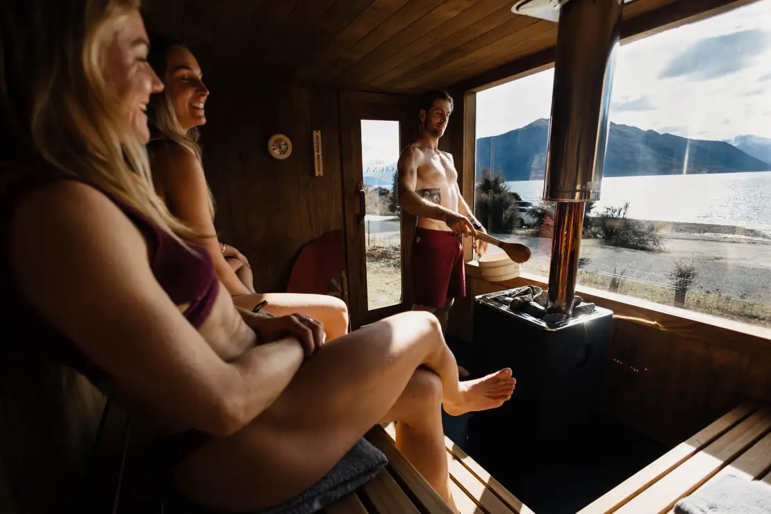 Guest relaxing while enjoying stunning panoramic mountain views