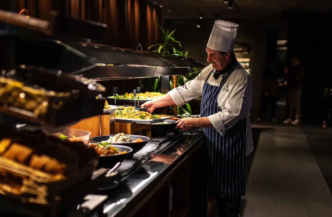 Savor traditional hangi dishes at Pataka Kai Restaurant & Bar.