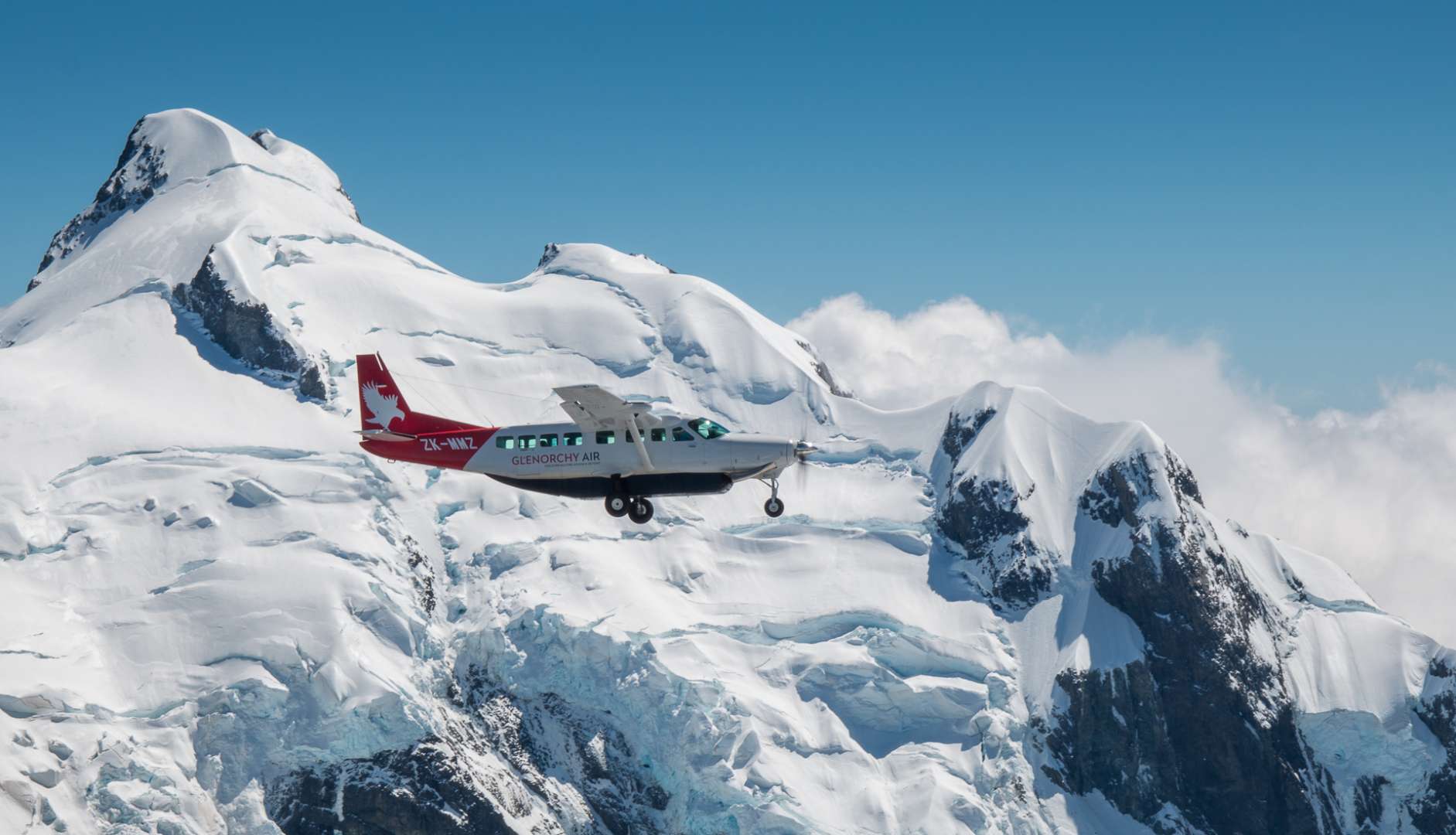 SoutH Island New Zealand Southern Alps and Milford Sound Scenic Flight