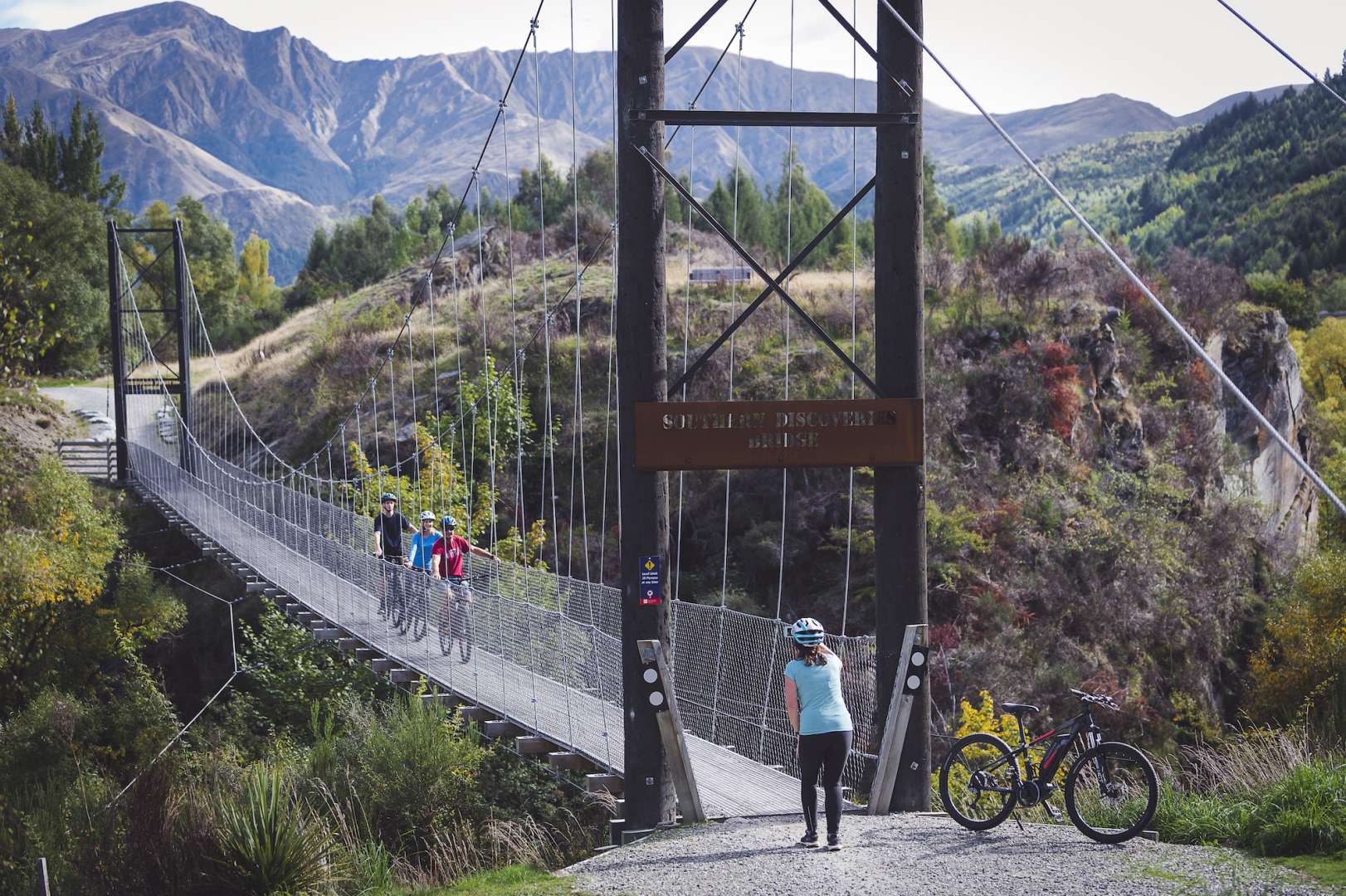 Suspension Bridge on the Arrowtown to Gibbston Valley Bike Ride