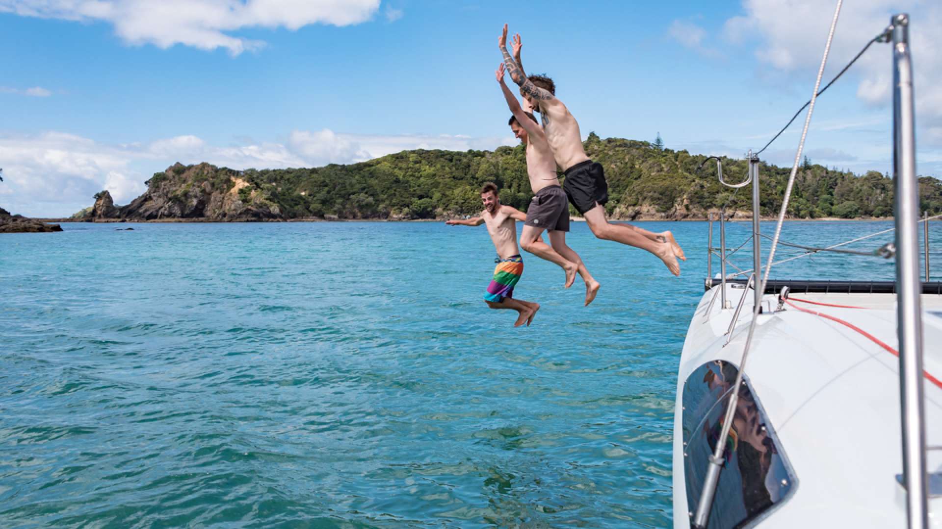 Swimming of the Yacht in the Bay of Islands Evening Sailing Trip