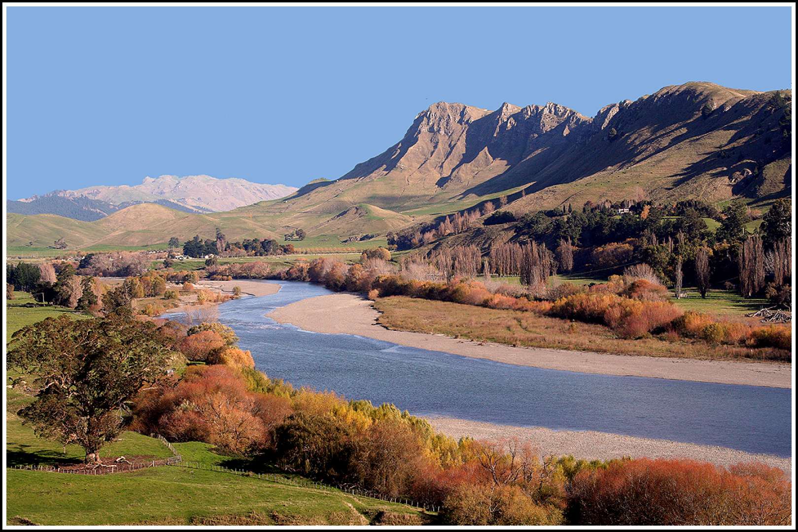 Views across a valley to Te Mata Peak with Hawkes Bay Scenic Tours