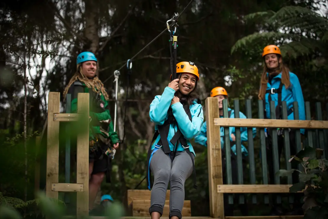 Zipliner taking off from departure platform